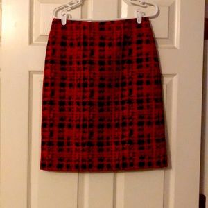 Tahari red black plaid pencil skirt